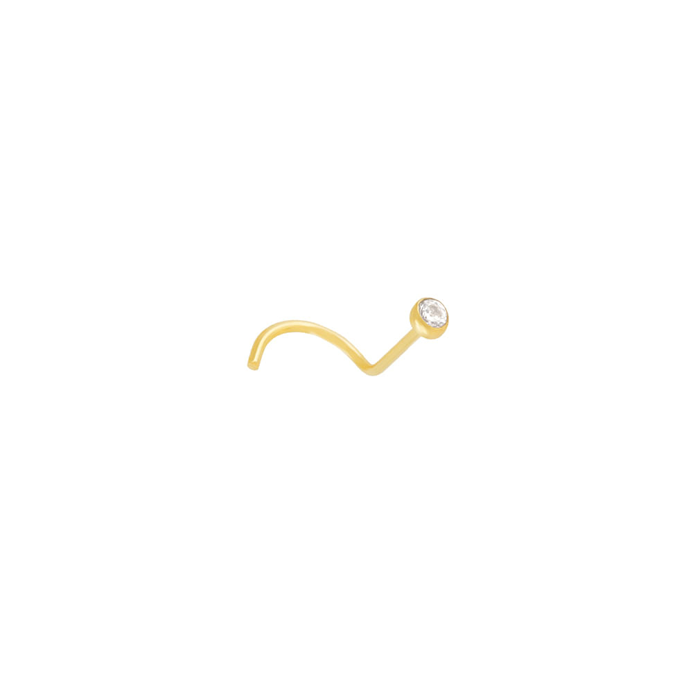 Piercing de Nariz em Ouro Branco 18k com Zircônia ac06919 - Joiasgold Mobile