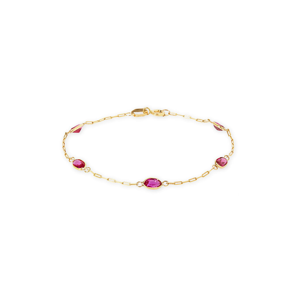 Pulseira-Infantil-de-Ouro-18k-com-Zirconias-Vermelhas