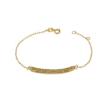 Pulseira-Infantil-Chapinha-de-Ouro-18k-com-Oracao-Anjo-da-Guarda