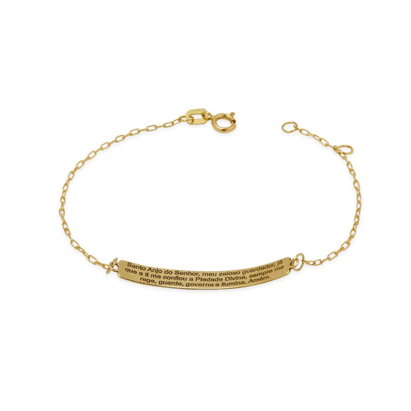 Pulseira-Infantil-Chapinha-de-Ouro-18k-com-Oracao-Anjo-da-Guarda
