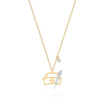 Colar-Profissao-Enfermagem-de-Ouro-18k-com-Diamante