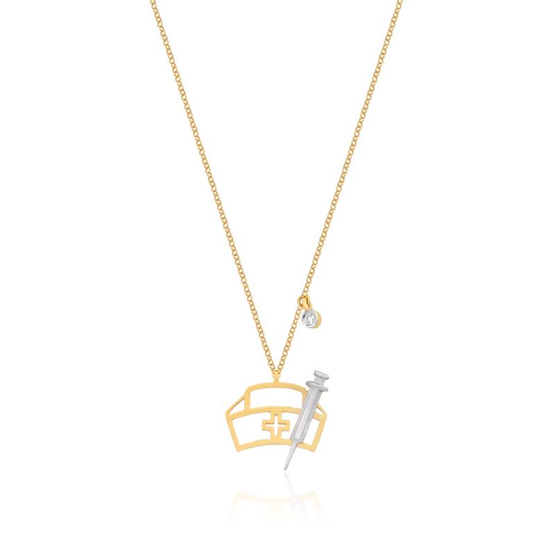 Colar-Profissao-Enfermagem-de-Ouro-18k-com-Diamante