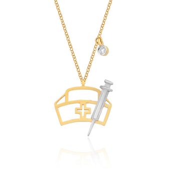 Colar-Profissao-Enfermagem-de-Ouro-18k-com-Diamante
