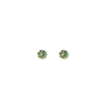 Brincos Flor Mini de Ouro 18k com Tsavoritas e Diamantes