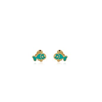 brinco_infantil_peixe_verde_ouro_amarelo_18k_esmaltado