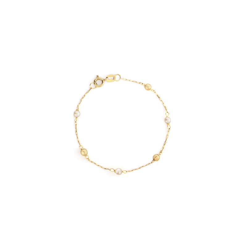 pulseira_infantil_Bolinhas_de_ouro_amarelo_18k_e_Perolas