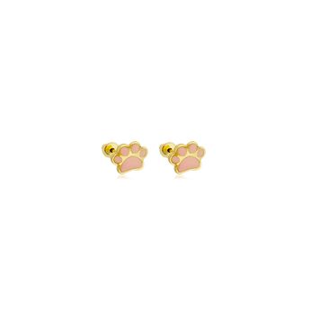 brincos-Infantis-de-patinha-esmaltados-rosa-de-Ouro
