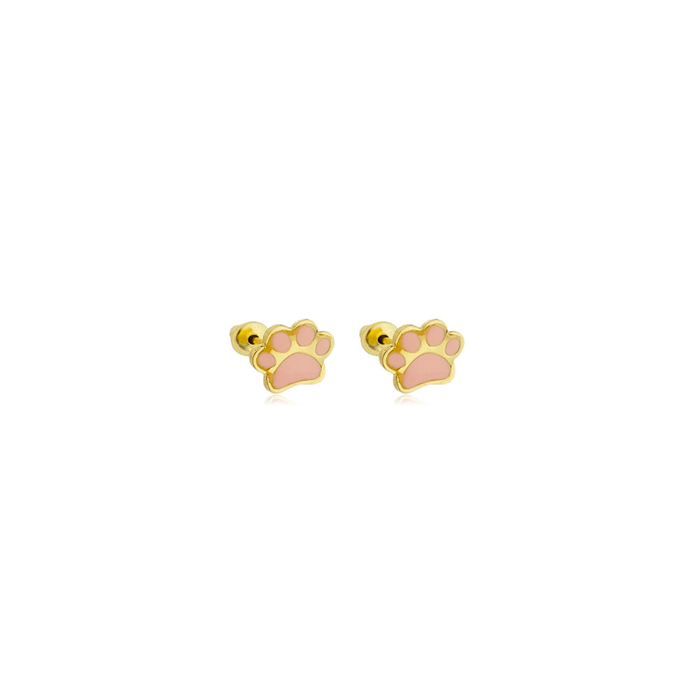 brincos-Infantis-de-patinha-esmaltados-rosa-de-Ouro