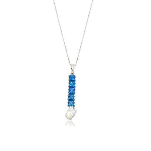 Pingente Unique de Ouro Branco 18k com Topázios Kashimir e Pedra da Lua
