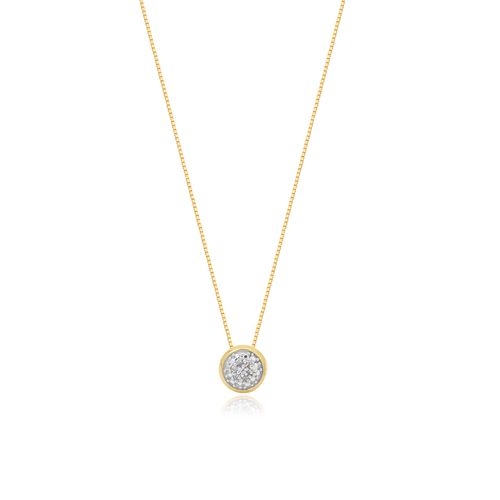 Colar Redondo Mini de Ouro 18k com Diamantes