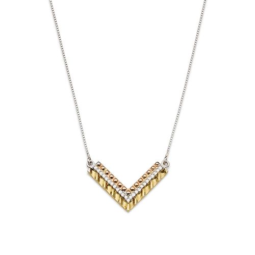 Colar Clássicos V 3 Cores em Três Cores 18k com Diamantes