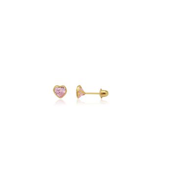 brinco_infantil_coracao_ouro_amarelo_18k_zirconia_rosa