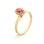 Anel Princesa de Ouro Amarelo 18k com Rubi e Diamantes-1755864919342
