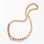 Colar Laços Eternos de Ouro Amarelo 18k com Quartzo Rosa e Ametistas-1759931599743